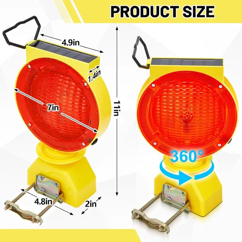 Miniatura 3 de 2 luces solares intermitentes de tráfico, luces solares de advertencia industrial, advertencia de tráfico, barricada, señal, intermitente, 2 caras