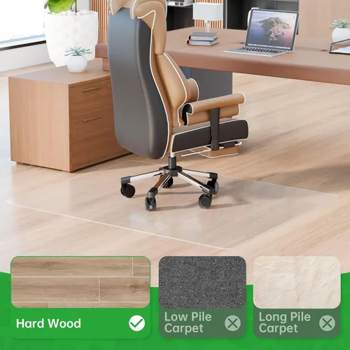 Miniatura 3 de 100pointONE Tapete para silla de oficina para suelos de madera dura, tapete para silla de computadora de fácil deslizamiento, protector de suelo