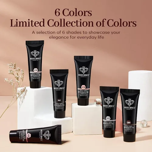 Miniatura 2 de modelones Gel de uñas polivinílico, 6 colores, tonos de piel nude, rosa, neutro, marrón, colección Poly Extension Gel Set Constructor Manicura DIY