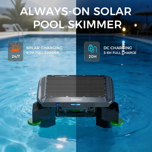 Miniatura 2 de Robótico de desnatador de piscina con energía solar, limpiador automático de superficies de piscina con soporte de aplicación, limpieza continua