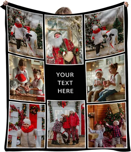 Miniatura 10 de YESCUSTOM Manta personalizada con 10 fotos, manta familiar personalizada para mamá y papá, mantas personalizadas de collage de fotos, mantas