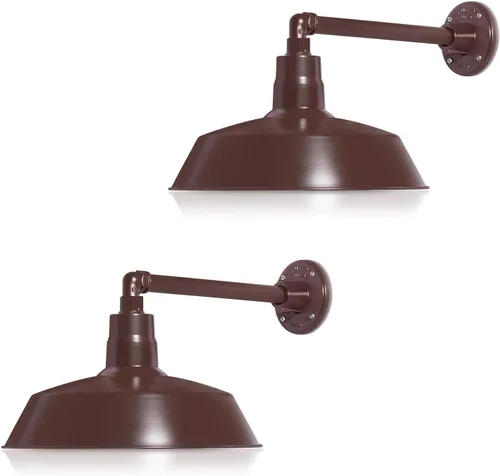 Miniatura 19 de 14 pulgadas. RLM Warehouse - Pantalla con brazo de cuello de cisne y bombilla Led A19 5000K de 9W Galvanizado (paquete de 2)