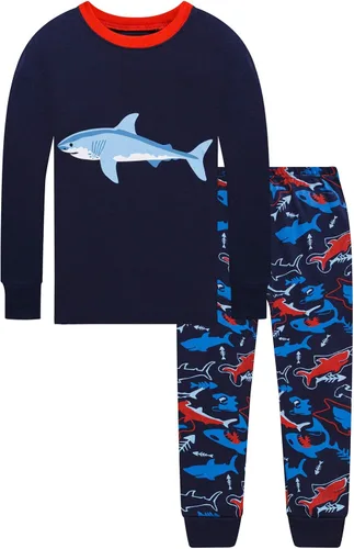 Miniatura 2 de Dolphin&Fish Pijamas para niños de 4 piezas, ropa de dormir de algodón para niños pequeños