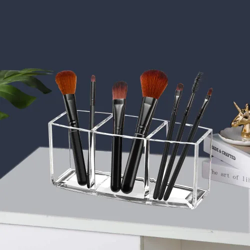 Miniatura 6 de Organizador de brochas de maquillaje acrílico con 3 ranuras
