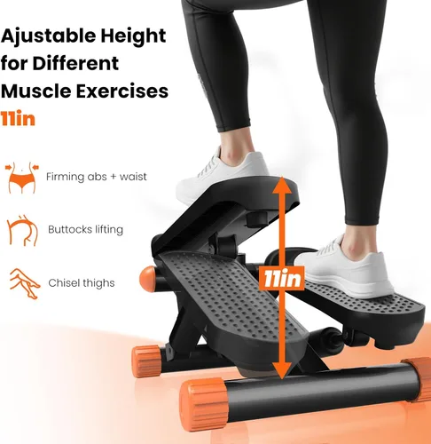 Miniatura 2 de Sweetcrispy Mini Escalones con Bandas de Resistencia para Ejercicio en Casa, Máquina de Ejercicio de Escalón con Giro Portátil para Entrenamiento