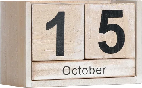 Miniatura 17 de Calendario de Bloques de Madera para Escritorio, Calendario Perpetuo de Escritorio de Tamaño Pequeño, Lindo Juego de Bloques de Fecha para Rosa
