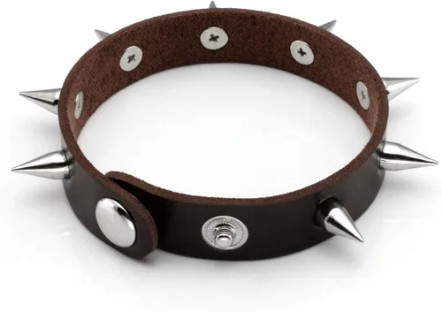 Miniatura 2 de Eigso Brazalete estrecho de cuero PU con remache Spiker brazalete Vintagepunk estilo cierre ajustable