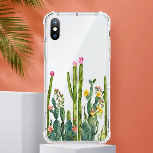 Miniatura 2 de Funda compatible con iPhone XR, TPU suave, transparente, a prueba de golpes, funda protectora transparente para iPhone XR, cactus