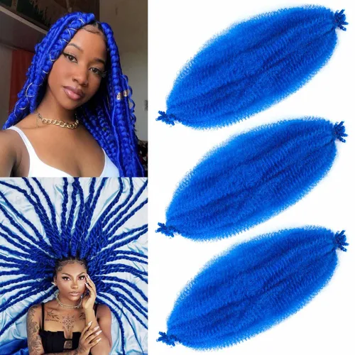 Miniatura 19 de Cabello afro trenzado elástico color marrón claro de 16 pulgadas, paquete de 3 T27, cabello afro preesponjado y trenzado elástico, cabello afro