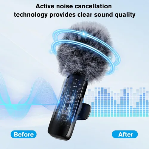 Miniatura 3 de Micrófono inalámbrico profesional para iPhone, iPad, Android, micrófono de solapa Lavalier para grabación de video, mini micrófono de grabación