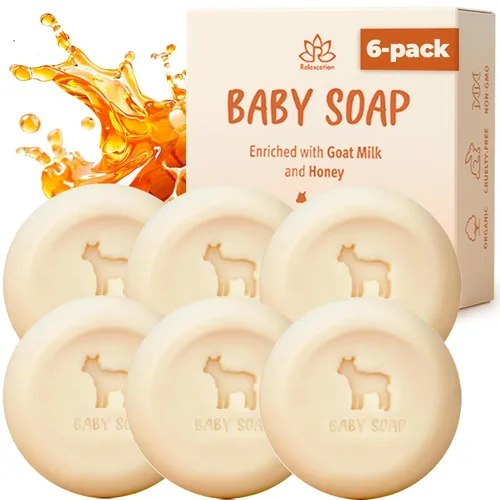 Miniatura 10 de Made in USA - Barra de jabón para bebés con leche de cabra y miel, procesada naturalmente en frío a partir de ingredientes orgánicos, delicada