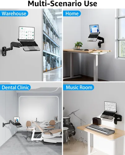 Miniatura 7 de MOUNTUP Soporte de pared para laptop, soporte ajustable para laptop de máximo 17" notebook o monitor máximo de 32", soporte de pared para laptop