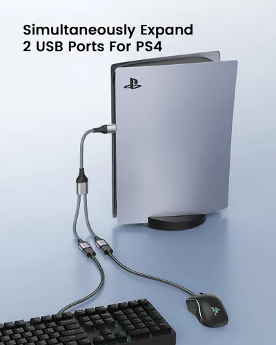 Miniatura 4 de ANDTOBO Divisor USB, USB 2.0 A macho a 2 USB hembra dual Jack Y Splitter Hub Cable de alimentación Cable adaptador de extensión