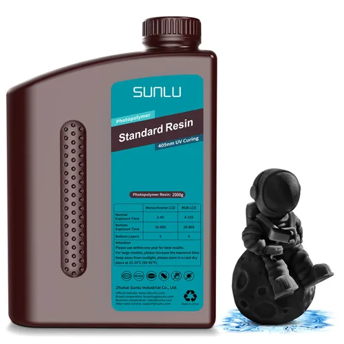 Miniatura 11 de SUNLU Resina para impresora 3D, 1kg de curado rápido, resina estándar 3D para impresoras 3D LCD DLP SLA, curado UV de 395-405nm, resina líquida