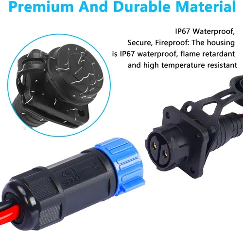 Miniatura 3 de CERRXIAN Conector sckot de motor de arrastre, kit de conexión rápida de enchufe y receptáculo de motor de arrastre, resistente de 2 clavijas de 12