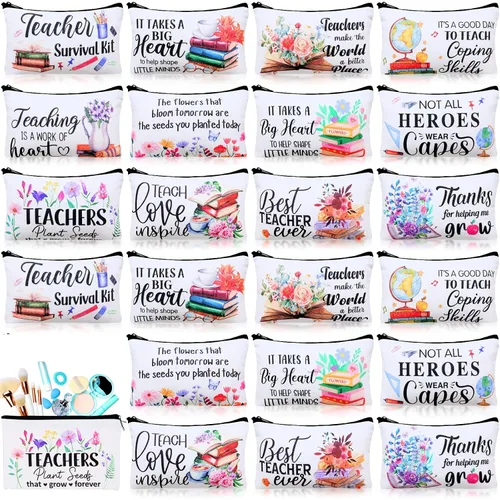 Miniatura 16 de 24 piezas bolsas de maquillaje a granel, bolsas de cosméticos de lona, organizador de bolso, bolsa cosmética con cremallera, bolsa de tocador