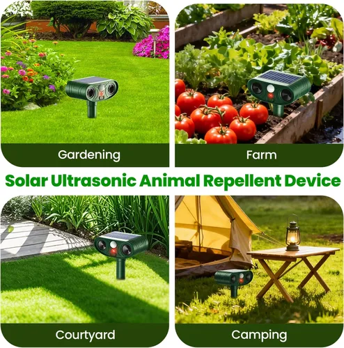 Miniatura 7 de Repelente solar ultrasónico de animales para exteriores, dispositivos repelentes de ciervos, ardilla, gato, mapache, conejo, perro, disuasorio