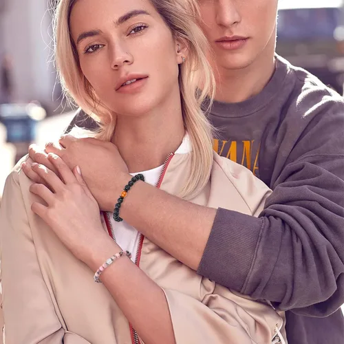 Miniatura 104 de 2 pulseras magnéticas para parejas, piedra natural negra mate, cristal para votos de amor eterno, juego de pulseras de cuentas de piedra de energía