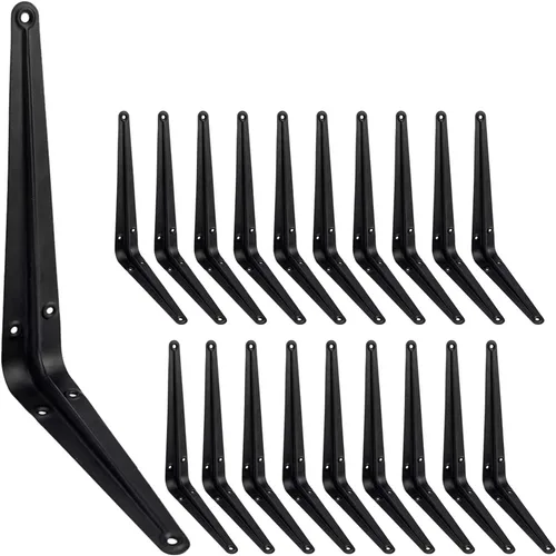 Miniatura 10 de Paquete de 20 soportes flotantes de metal negro resistente de 4 x 3 pulgadas, soporte en L, soporte de esquina para montaje en pared, capacidad