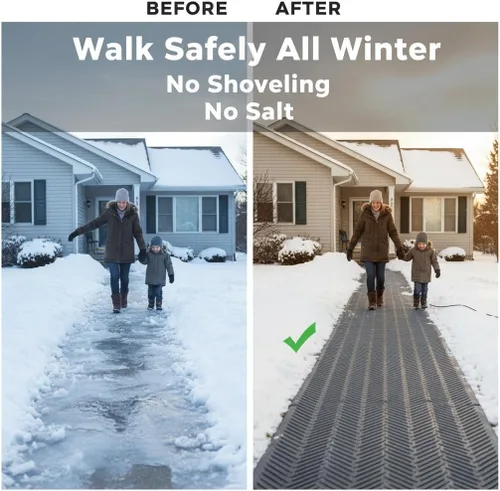 Miniatura 2 de RHS - Alfombrilla para derretir nieve, diseño de espiga antideslizante, color gris, alfombrilla para exteriores, evita la formación de hielo