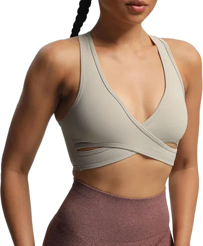 Miniatura 2 de Aoxjox Sujetadores deportivos de entrenamiento para mujer, sin espalda, Viviana, brasier de malla acolchada, camiseta corta sin mangas para yoga