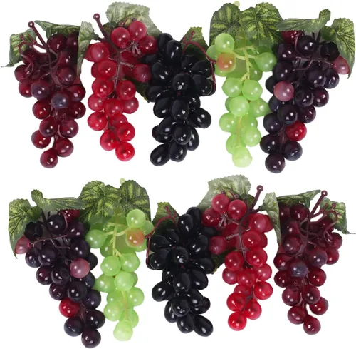 Miniatura 16 de 5 racimos de uvas falsas de goma, paquetes de uva falsa para el hogar, casa, cocina, fiesta, boda, fotografía, decoración, color negro