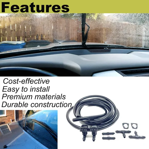 Miniatura 4 de Kit de boquillas del limpiaparabrisas delantero de repuesto para Ford Focus 08-11 Ford Edge 07-11 Lincoln MKX 07-10 Chorro lavaparabrisas y manguera
