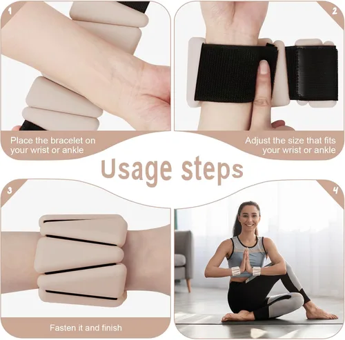 Miniatura 6 de Pesas de muñeca para mujer, pesas ajustables para tobillo de silicona, pesas de silicona para piernas y brazos, pesas para mujeres y hombres, pesas