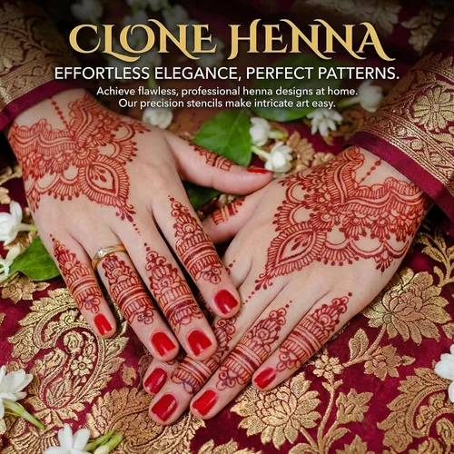 Miniatura 2 de Kotbs 32 hojas de plantillas de tatuaje de henna para manos, antebrazo, pintura facial, arte corporal, plantillas de tatuaje de flores con purpurina