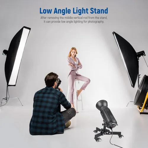 Miniatura 4 de NEEWER – Soporte de luz resistente con ruedas, 2.4 pies de altura máxima, soporte de trípode plegable para disparos de ángulo bajo/sobre mesa
