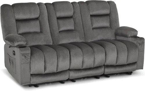Miniatura 15 de MCombo PR648SET - Sofá reclinable eléctrico de gravedad cero de 55.9 pulgadas con masaje de calor y vibración, sofá biplaza reclinable con puertos