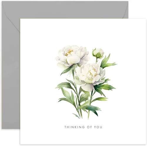 Old English Co. - Tarjeta de condolencia para hombres y mujeres, tarjeta de felicitación de pésame de peonías blancas de acuarela, flores, pérdida,
