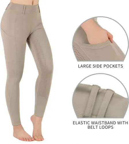 Miniatura 4 de beroy Pantalones de equitación para mujer, pantalones ecuestres, mallas de entrenamiento para equitación, bolsillos de silicona para asiento completo