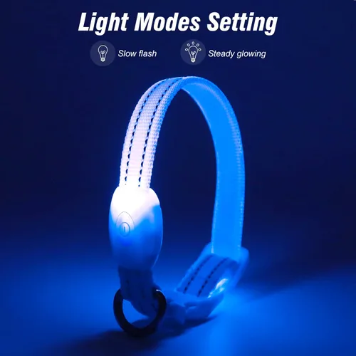 Miniatura 2 de Visinite Collares de perro iluminados para perros pequeños, collar de perro LED recargable con luz, collar de perro iluminado totalmente ajustable