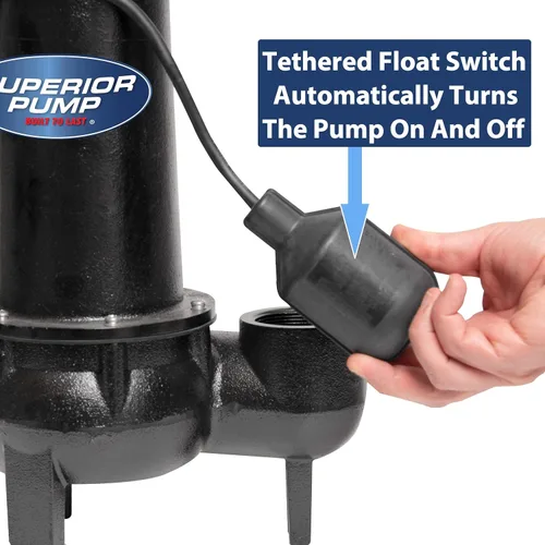 Miniatura 6 de Superior Pump 93015-U Bomba de aguas residuales de hierro fundido con interruptor flotante amarrado y kit de bacia, 1/2 HP, Negro