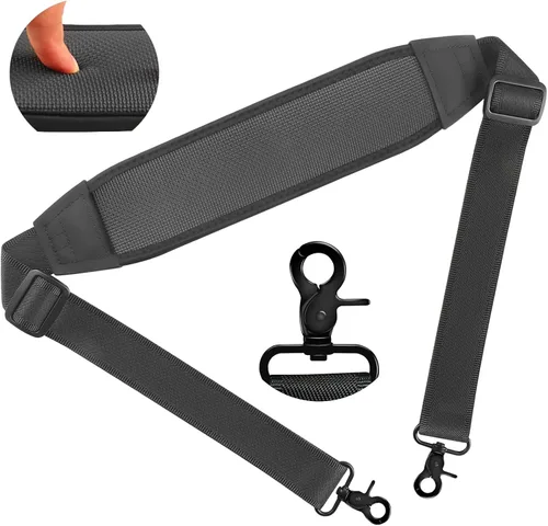 Miniatura 24 de Correa de hombro universal de 67 pulgadas, correa acolchada de malla gruesa con hebillas dobles ajustables y ganchos de metal, ideal para maletines