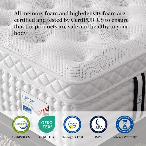 Miniatura 3 de BedStory 12 Inch Extra Firm Queen Mattress, Hybrid Mattress with Extra Lumbar & Back Hip Support, Signature Collection for Pressure Pain Relief