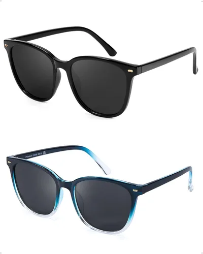 Miniatura 27 de FIMILU Paquete de 2 lentes de sol polarizados para mujer, lentes de protección UV400, montura grande, lentes de moda, elegantes