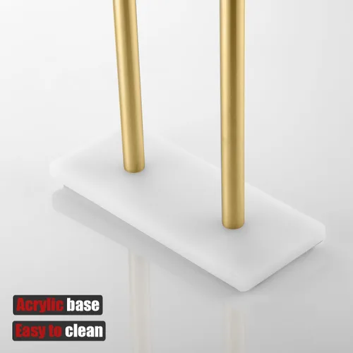 Miniatura 7 de JQK BTH120L30-WG - Toallero de baño de pie independiente, color dorado, de 30 pulgadas, estante doble para toallas para suelo de baño, dorado