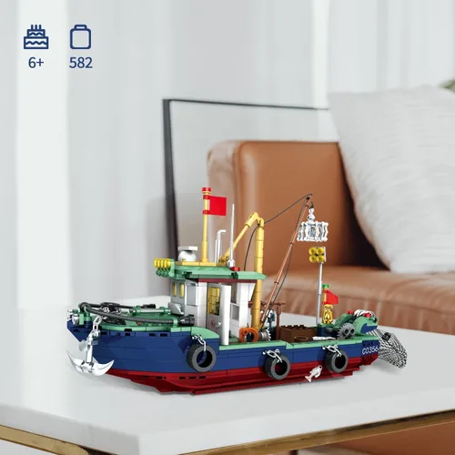 Miniatura 7 de Juego de bloques de construcción de barcos de pesca, juego de bloques de construcción de pesca en el mar, juego de juguetes de colección
