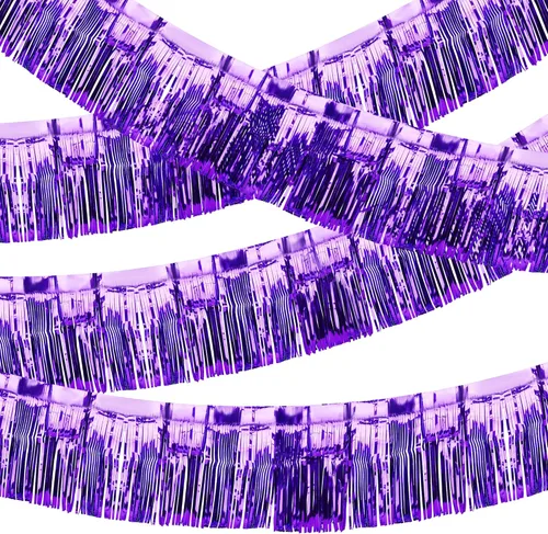 Miniatura 11 de Paquete de 4 cortinas flotantes negras con flecos, guirnalda de flecos metálicos con borlas brillantes, decoraciones flotantes para remolque