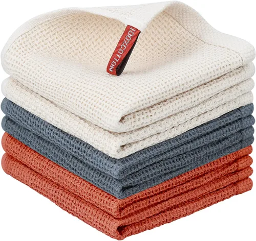 Miniatura 103 de Nialnant - Toalla de cocina 100% algodón, tejido gofre, suave, absorbente y de secado rápido, toallas para secar platos, trapos de limpieza - Multi