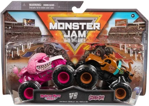 Monster Jam, Camiones monstruo oficiales Monster Mutt Poodle Vs. Scooby Doo fundidos a presión, escala 1:64, juguetes para niños de 3 años en