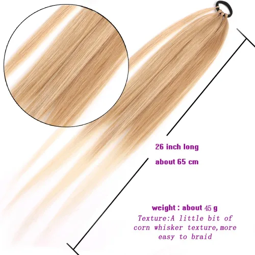 Miniatura 3 de Extensiones de cola de caballo, 2 piezas sintéticas con banda de pelo envolvente alrededor de las extensiones de cabello trenzadas, cola de moño