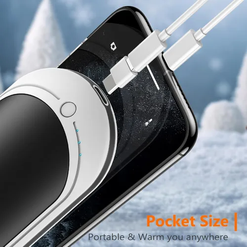 Miniatura 6 de BESKAR Calentador de manos recargable, calentador de manos eléctrico de 5200 mAh, calefacción de doble cara, carga rápida USB, calentador de manos