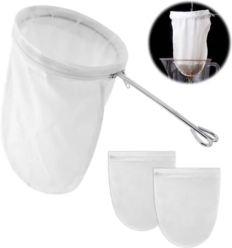 Bolsas de malla ultra fina, colador de malla fina reutilizable con asa, colador de yogur, paños de queso, adecuado para filtrar té, yogur, jugo,
