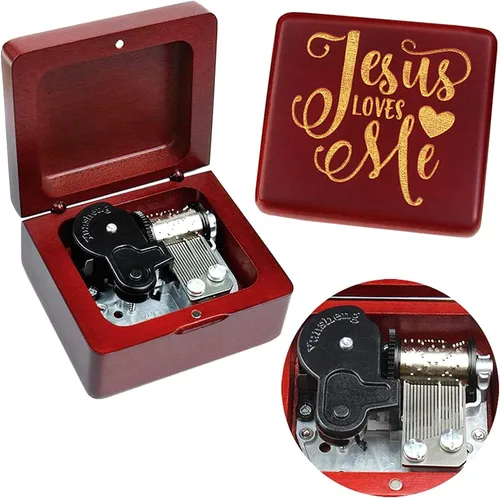 Miniatura 13 de Caja de música Sinzyo con mecanismo de madera tallada clásica, caja musical de regalo para cumpleaños, día de San Valentín, Navidad