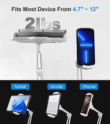 Miniatura 8 de Soporte ajustable para tablet de escritorio, soporte giratorio de 360° para iPad Air mini Pro de 4.7 a 12 pulgadas, iPhone, Samsung POS, Kindle