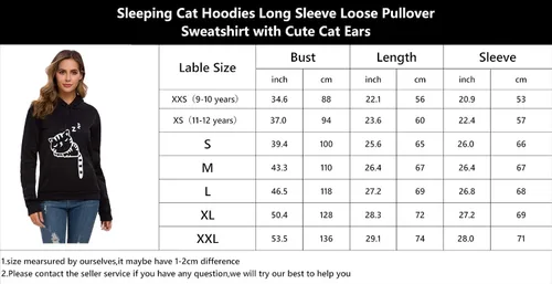 Miniatura 7 de Sudadera con capucha sin botones para mujer, diseño de gato con orejas de gato