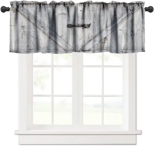 Miniatura 14 de Cenefa de piel de vaca blanca y negra, con estampado de animales de granja occidental, cortina corta opaca para ventana de granja, cocina